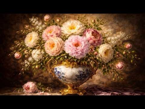 Vintage Floral Painting 🌸 1 Hour Relaxing Screensaver | Flower Arrangement for TV