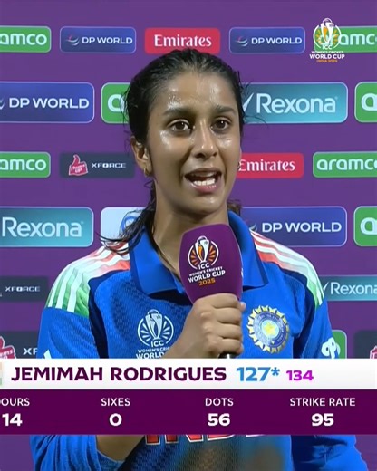 19M views · 666K reactions | A teary Jemimah Rodrigues describes what it means to take India through to the #CWC25 final 凉 | ICC - International Cricket Council | Facebook