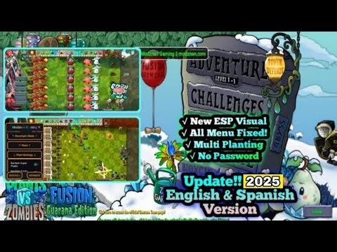 PVZ Fusion Mod Menu 3.0.1 New Features Unlocked, Unlimited Sun, All Plants Unlocked [ENG/ESP]