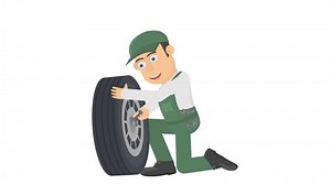 clip-1090717307-repairman-repairs-wheel-animation-car-replacement ...