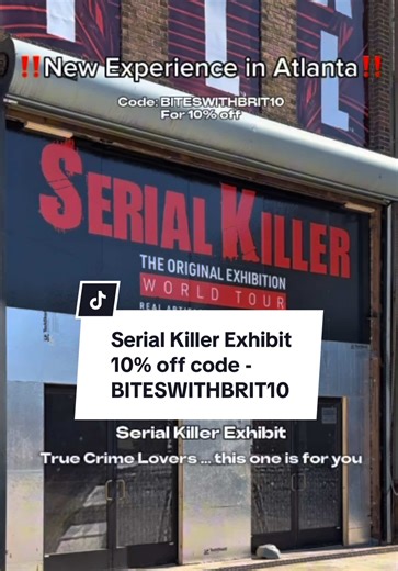 🔎 Serial Killer: The Exhibition World Tour just made its U.S. debut right here in Atlanta 👀 Use Code: BITESWITHBRIT10 for 10% off on tickets. Walk through reconstructed crime scenes, see real evidence, and explore the psychology behind some of history’s most infamous cases with 2,100 authentic items on display. 🧠 Immersive chilling ⏳ About 120 minutes 📍 @Pratt Pullman District — 225 Rogers St NE, Atlanta, GA 👤 Recommended 14 (not for sensitive audiences) Tickets are live now Through Fever �