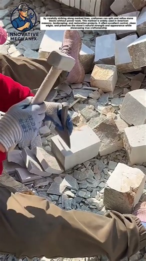 Precision Stone Shaping with Hammer and Chisel | Traditional Masonry Skills