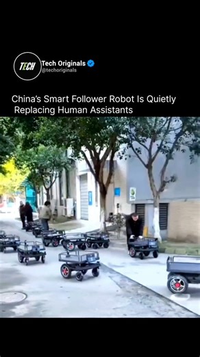 Technology Originals | AI & Tech | China’s AI Follower Robot That Carries Your World Hands-Free China’s intelligent follower robot is turning science fiction into reality.... | Instagram