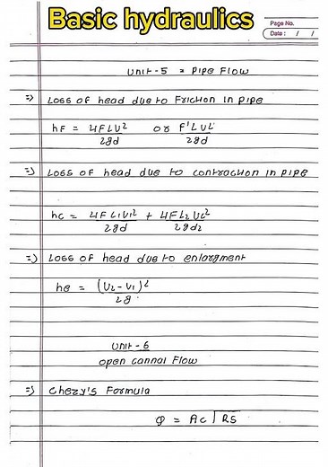 Most important formula of basic hydraulics #diploma #civilengineering by ‪@nabarajjyoti‬
