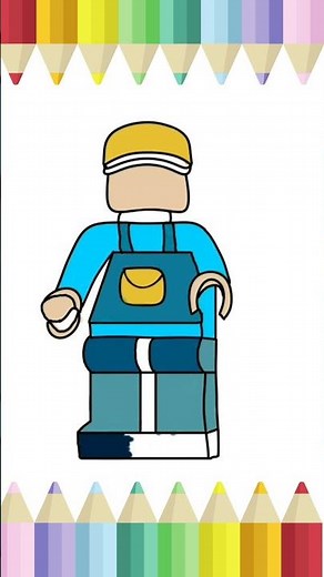 How to draw lego person, Lego man, easy drawing, simple drawing colouring