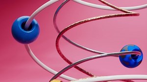 Modern abstract background with strings and beads. Motion design loop animation. 3d render. 3D Illustration