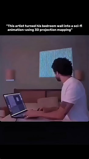 KNOWLEDGE ILLUSION on Instagram: "THIS BEDROOM WALL TRANSFORMS INTO A LIVE SCI-FI WORLD USING PURE LIGHT 🤯✨ 3D projection mapping works by using high-precision projectors combined with specialized software that calculates the exact shape, depth, and angles of a surface before projecting visuals onto it. Instead of displaying a flat image, the system digitally “wraps” animations around real-world objects by correcting distortion in real time, making walls appear to move, crack, or open into futu