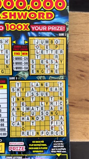 $20 Cashword NY Scratch Off Lottery Another Win! #lottery #nylottery