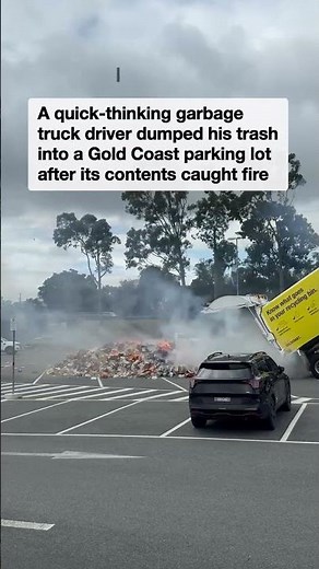 Garbage truck makes emergency stop after trash ignites
