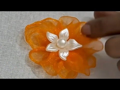 Elegant Organza Ribbon Flower Brooch | Easy DIY Brooch Making Tutorial | Ribbon Craft Ideas 2025
