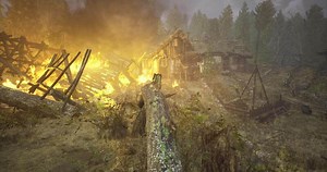 Destructive fire consumes forested area and abandoned structure