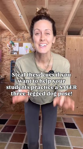These cues for three legged dog are aimed mainly at the typical way students over extend and contort the body to get the leg higher. They should be used even for those students who are considered ‘tight’ or ‘inflexible’ as a way to provide muscular support and engagement to accompany flexibility. They are a mix of pre-emptive and corrective cues that help your students build awareness both BEFORE they enter into the pose and WHILE they are in the pose. These help you teach your students to prior