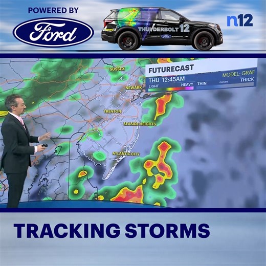 STORM WATCH ⛈️ Tracking a line of strong storms today for parts of New Jersey - https://bit.ly/4bmIE8j | News 12 New Jersey