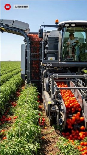 🚜 Next-Gen Tomato Harvesting by Smart Harvester Machine | Future Farming Technology 🍅 #agriculture