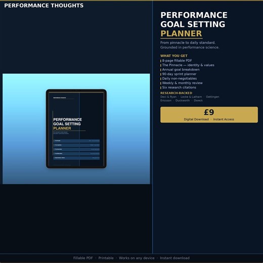 Performance Goal Setting Planner | Fillable PDF | Printable | High Performance | Pinnacle to Daily Standard - Etsy