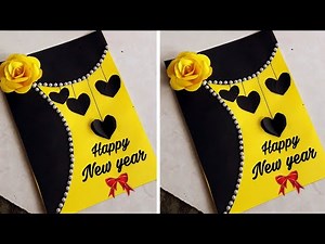 Easy and Beautiful Handmade Happy New Year Card / How to make New Year Card / New Year Card making
