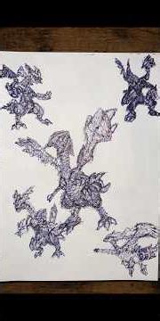 Abstract Kyurem from Pokémon drawn with both my hands