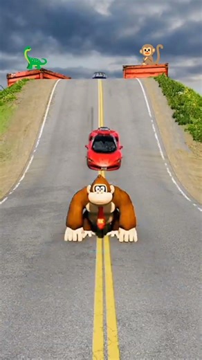 Monster Bus vs Donkey Kong Bananza 3D Character Models BeamNG Drive #beamngshorts #gamingshorts