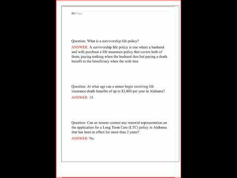 Xcel Life Insurance Albama Final Exam Newest Actual Exam video