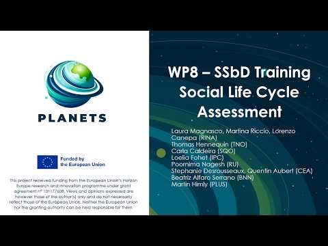 PLANETS SSbD Training on Social Life Cycle Assessment (sLCA)