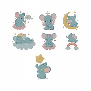 Baby Elephant Embroidery Design, Baby Elephant Animal Machine Embroidery File, 7 Design, 7 Size, Instant Download - Etsy