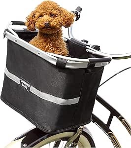 Chasing Tails Dog Bike Basket - Dog Basket for Bike with Reflective Safety Stickers, Foldable, Easy to Install Dog Bike Carrier - Adjustable Leash Included