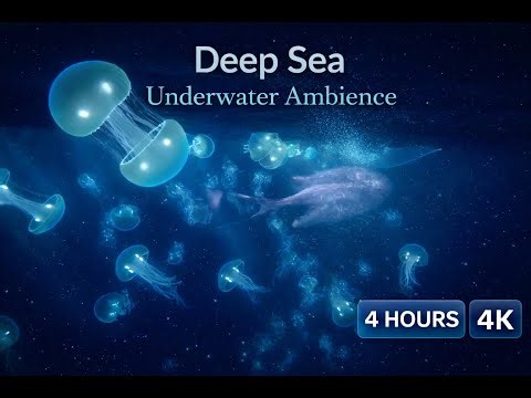 Deep Sea Underwater Ambience 🌊🐋 | Jellyfish & Ocean Sounds for Sleep (4 Hours, 4K)