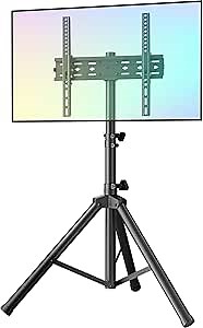 FORGING MOUNT Tripod Portable Floor TV Stand,Foldable Stand Height Adjustable for Portable Display Floor TV Stand 26-65" Flat Screen/Curved TVs, Holds Up to 77lbs