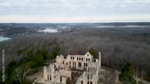 Ha Ha Tonka State Park Castle Ruins in Camdenton, Missouri - Aerial