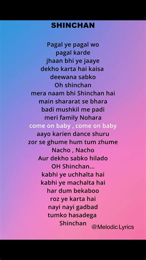 Shinchan Title Song💞 | Melodic Lyrics #song #lyrics #ytshorts