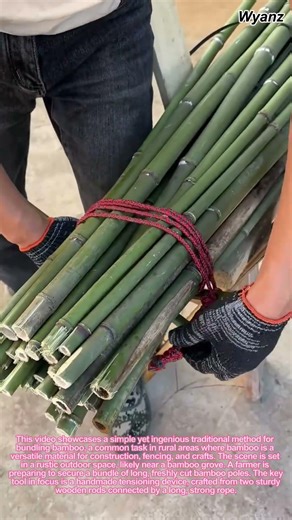 How to Tighten and Tie a Bamboo Bundle: Traditional Rope Tensioning Tool