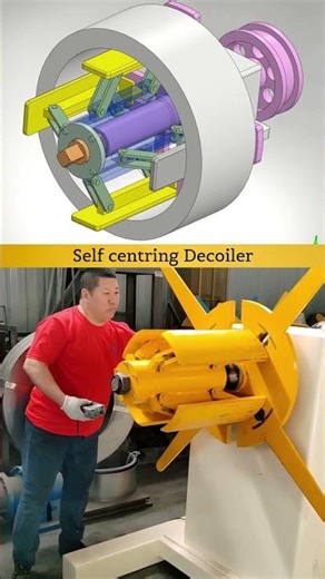 Self centring Decoiler | 3D Working Animation ✅ #newdesign #cad #cam #mechanism #machine #industrial