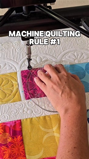 Machine quilting rule #1: It’s not crooked… it’s modern. 😉 I’ll teach you all the tricks (and a whole lot more) in my brand-new FREE ruler quilting class – 9 Patchalong 6.0! Comment class below, and I’ll send you the info. | Piece N Quilt