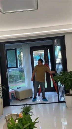 十分钟装好客户吓一跳免打孔不破坏墙壁隔冷隔热折叠门 #隔断门#折叠门#隐形推拉门