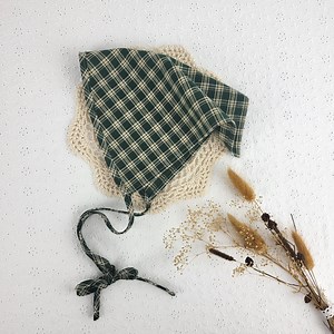 Cottage Kerchief, Forest Plaid Bandana, Head Scarf With Ties, Garden Hair Cover - Etsy