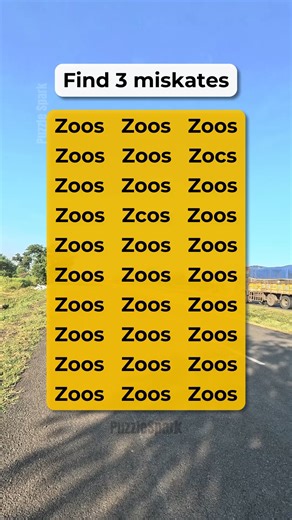 Spot 3 typos hidden in the word Zoos! 🐾 #BrainTeaser #Search #PuzzleChallenge | PuzzleSpark