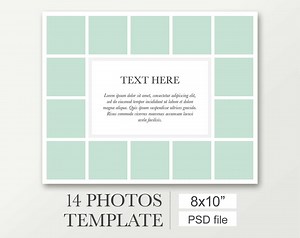 8x10 Collage Template Photoshop for 14 Photos. This Digital Template Works With Photoshop and Photoshop Elements - Etsy