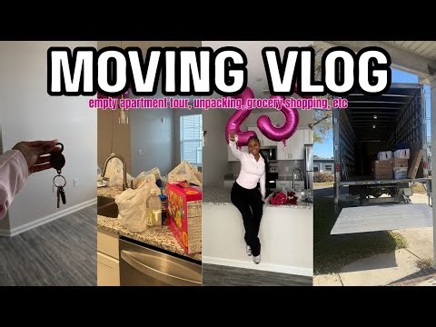 MOVING INTO MY FIRST APARTMENT| empty apartment tour, unpacking, grocery shopping, etc.