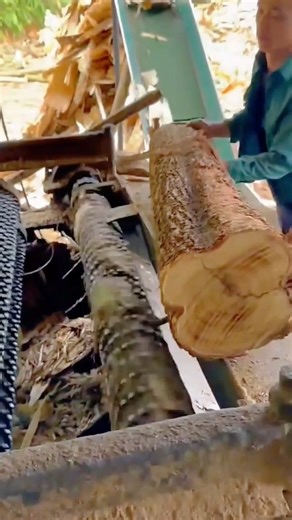 Wood Processing with a Log Debarking Machine