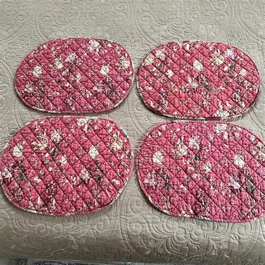 Vintage Quilted Placemats/shabby Chic Reversible Placemats/set of 4 - Etsy