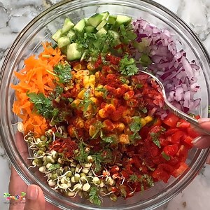 33K views · 433 reactions | Simple, bright, delicious! Here is my favorite sprouted mung bean salad that I love to make all year long. Loaded with fresh veggies and dressed up in red chili powder, salt and tangy lime juice, this healthy recipe has a magical combination of flavors and textures. #ministryofcurry #salad #mungbean #foodonfacebook Full Recipe: https://ministryofcurry.com/mung-bean-sprouts-salad/ | Ministry of Curry | Facebook