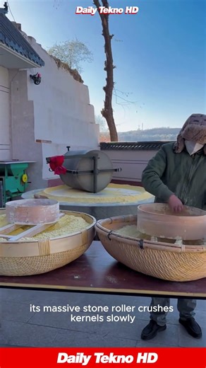 Ancient Stone Mill Grinding Corn 🌽 The Traditional Way #StoneMilling