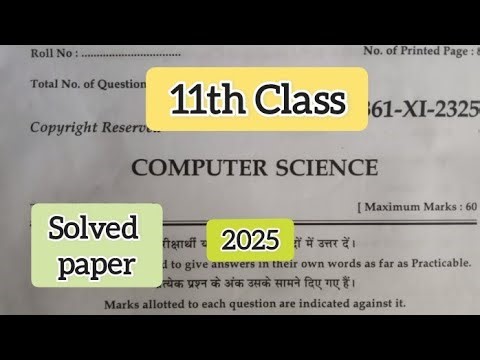HP board 11th class computer science question paper 2025|11th class computer science question paper
