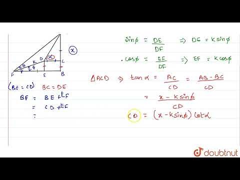 The angle of elevation of a cliff from a fixed point is theta. After going up a distance of k me...