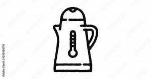 Hot drink outline icon animation footage/video. Hand drawn like symbol animated with motion graphic, can be used as loop item, has alpha channel and it's at 4K video resolution.
