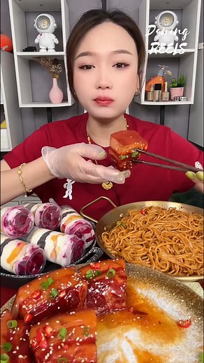 Chinese Spicy Pork Belly Challenge🥵🌶 #DaningASMR #reels #spicyfood #mukbang #asmr | Daning ASMR