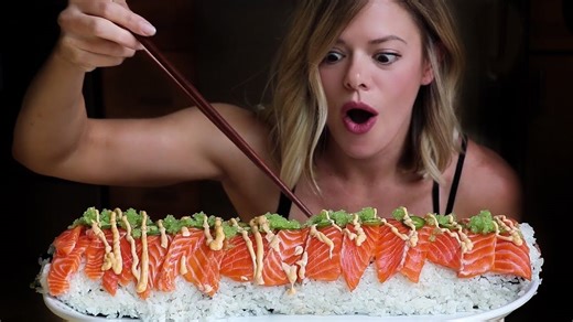 This giant sushi roll is an absolute beast!