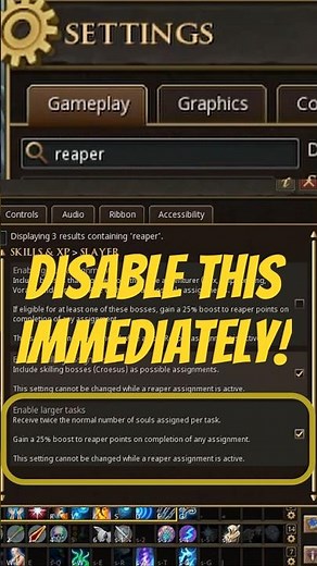 Disable this Runescape Reaper Task setting immediately!
