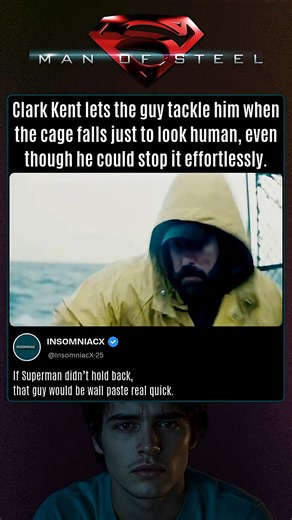 Clark Kent Lets a Man Tackle Him Just to Look Human Despite His Strength Man of Steel (2013) | CineScope America