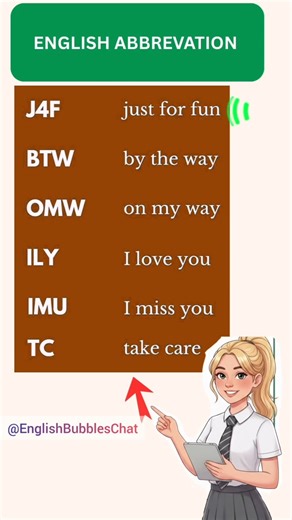 6 English Abbreviations You MUST Know! (J4F, BTW, OMW...) #Shorts #learnenglish